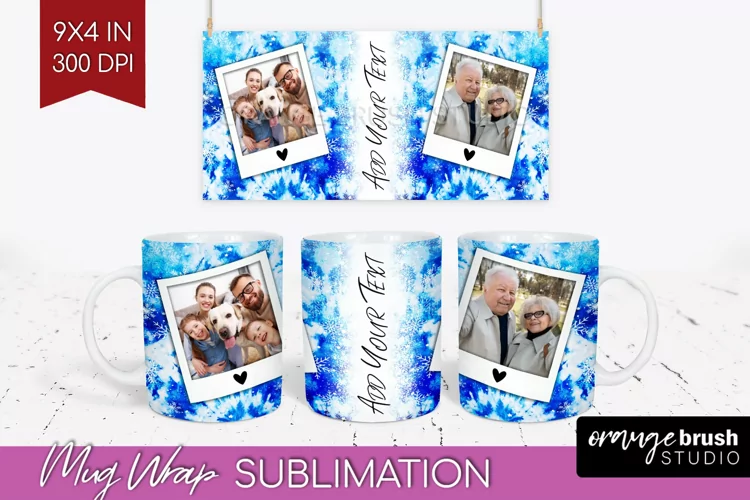 Winter Photo Frame Mug Wrap - Tie Dye Mug Sublimation