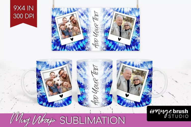 Winter Photo Frame Mug Wrap - Tie Dye Mug Sublimation