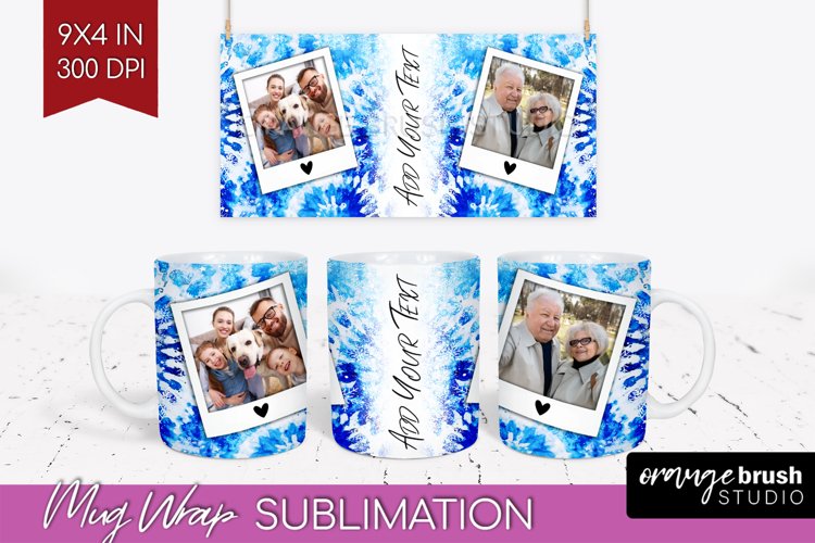 Winter Photo Frame Mug Wrap - Tie Dye Mug Sublimation example image 1