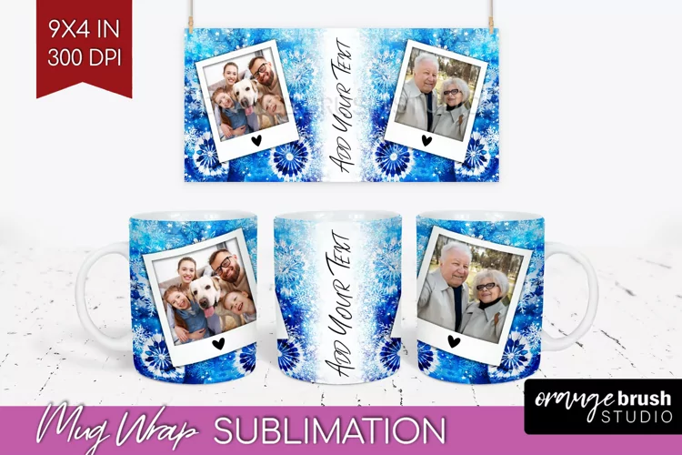 Winter Photo Frame Mug Wrap - Tie Dye Mug Sublimation