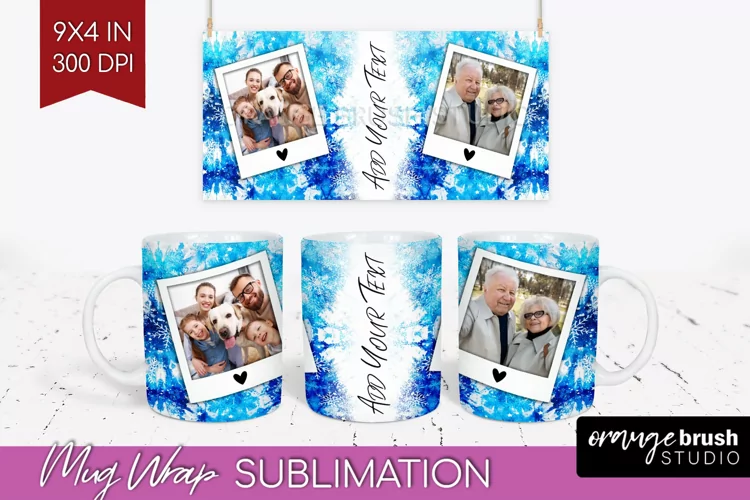 Winter Photo Frame Mug Wrap - Tie Dye Mug Sublimation