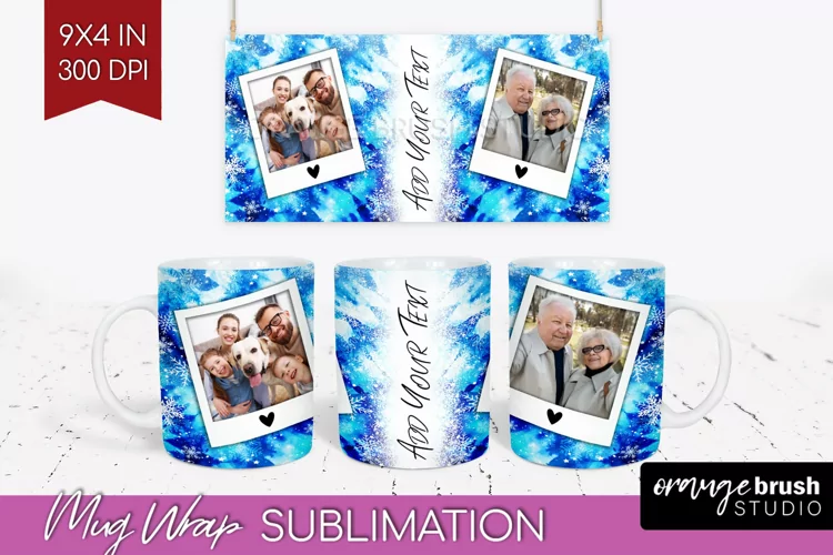 Winter Photo Frame Mug Wrap - Tie Dye Mug Sublimation