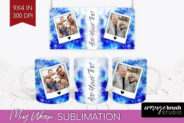 Winter Photo Frame Mug Wrap - Tie Dye Mug Sublimation