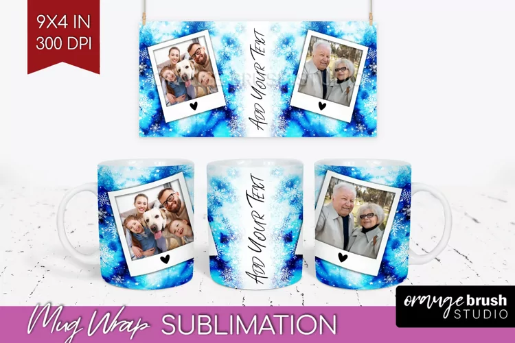 Winter Photo Frame Mug Wrap - Tie Dye Mug Sublimation