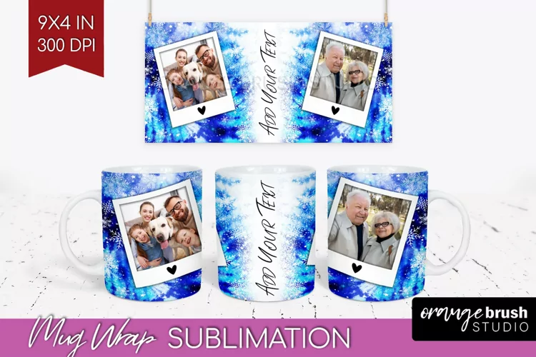 Winter Photo Frame Mug Wrap - Tie Dye Mug Sublimation