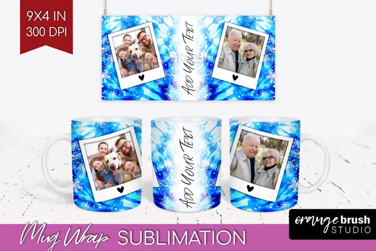Winter Photo Frame Mug Wrap - Tie Dye Mug Sublimation example image 1