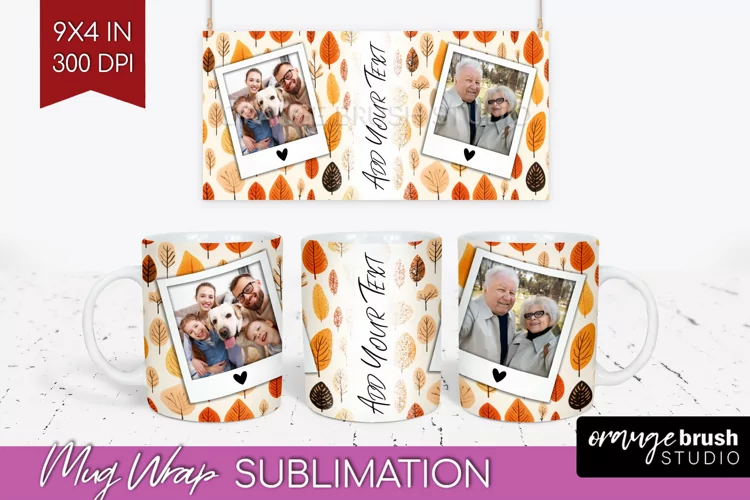 Fall Photo Frame Mug Wrap - Autumn Mug Sublimation