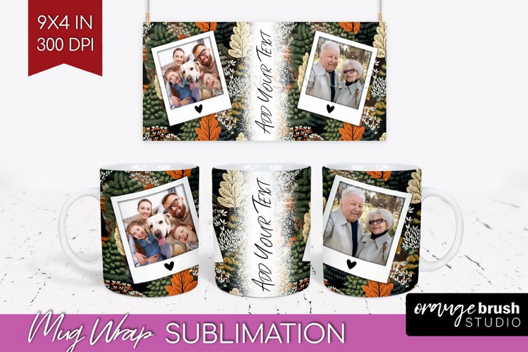Fall Photo Frame Mug Wrap - Autumn Mug Sublimation example image 1