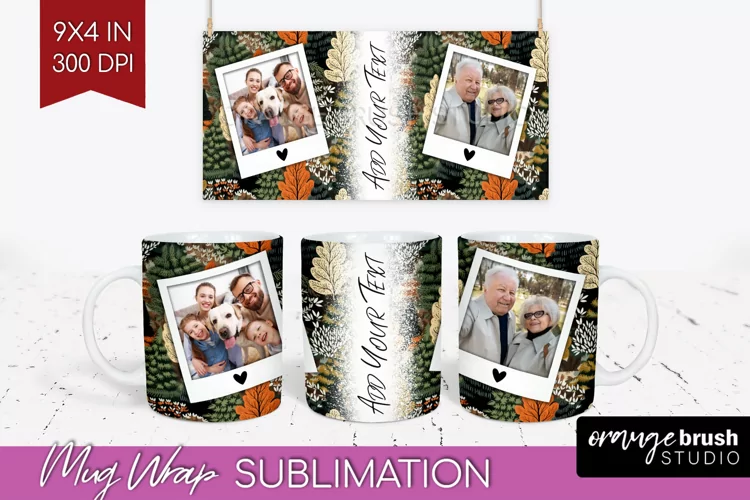 Fall Photo Frame Mug Wrap - Autumn Mug Sublimation