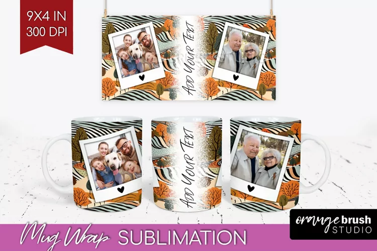 Fall Photo Frame Mug Wrap - Autumn Mug Sublimation