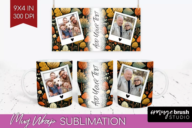 Fall Photo Frame Mug Wrap - Autumn Mug Sublimation