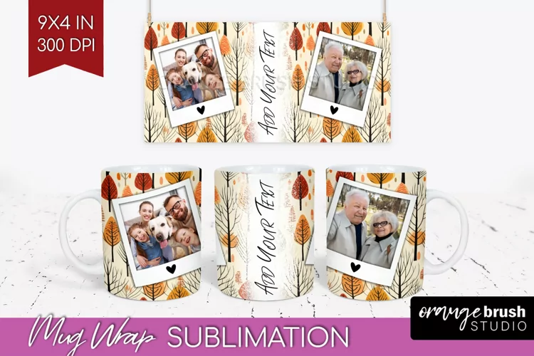 Fall Photo Frame Mug Wrap - Autumn Mug Sublimation