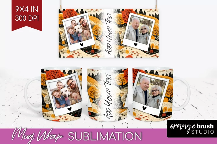 Fall Photo Frame Mug Wrap - Autumn Mug Sublimation