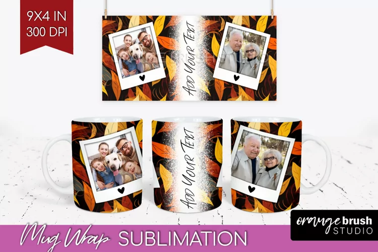 Fall Photo Frame Mug Wrap - Autumn Mug Sublimation