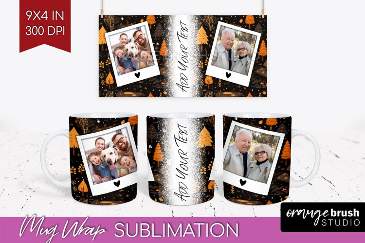 Fall Photo Frame Mug Wrap - Autumn Mug Sublimation example image 1