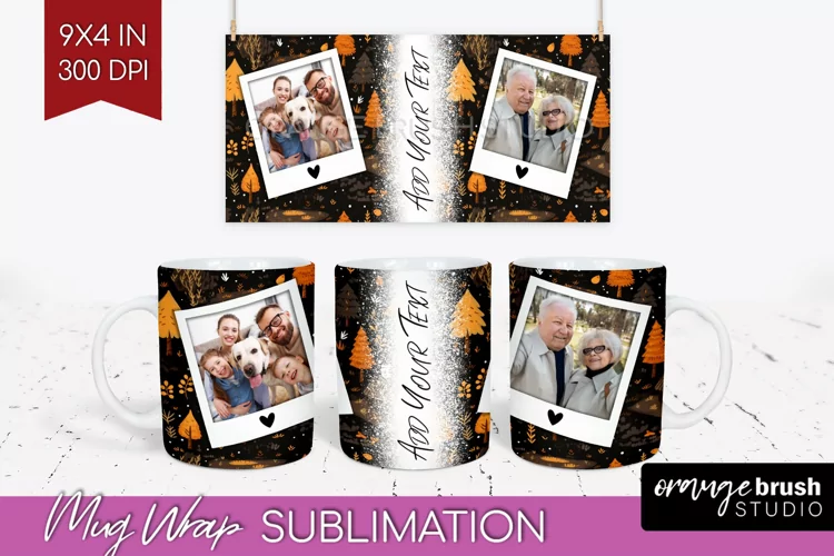Fall Photo Frame Mug Wrap - Autumn Mug Sublimation
