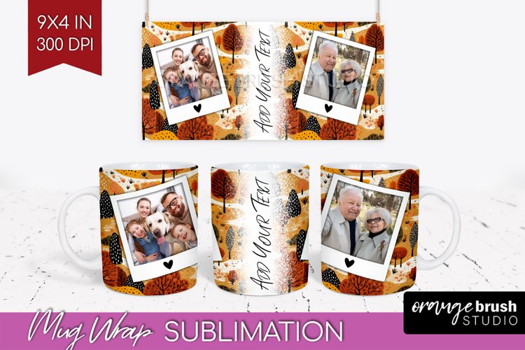 Fall Photo Frame Mug Wrap - Autumn Mug Sublimation example image 1