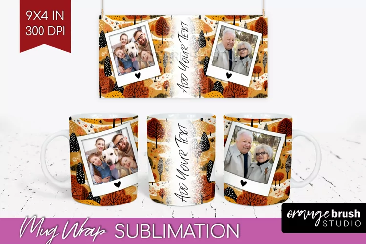 Fall Photo Frame Mug Wrap - Autumn Mug Sublimation