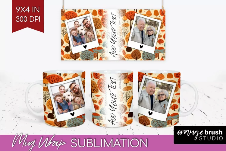 Fall Photo Frame Mug Wrap - Autumn Mug Sublimation