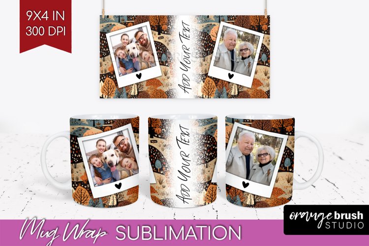 Fall Photo Frame Mug Wrap - Autumn Mug Sublimation example image 1