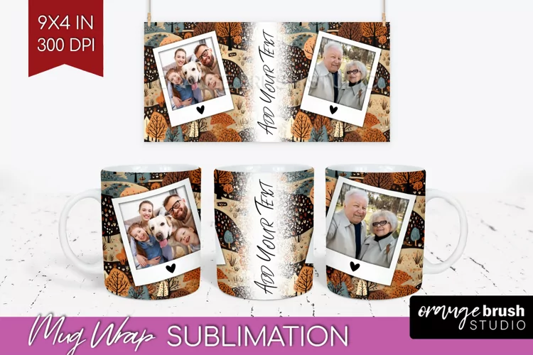 Fall Photo Frame Mug Wrap - Autumn Mug Sublimation
