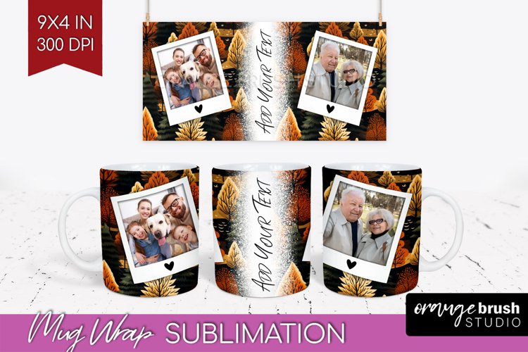 Fall Photo Frame Mug Wrap - Autumn Mug Sublimation example image 1