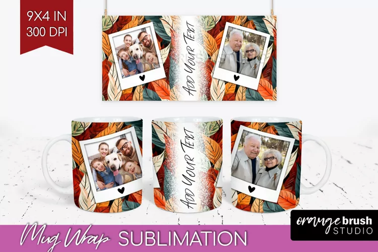 Fall Photo Frame Mug Wrap - Autumn Mug Sublimation