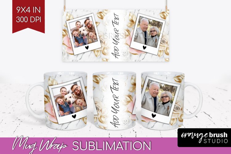 Rose Photo Mug Wrap PNG - Floral Picture Frame Mug