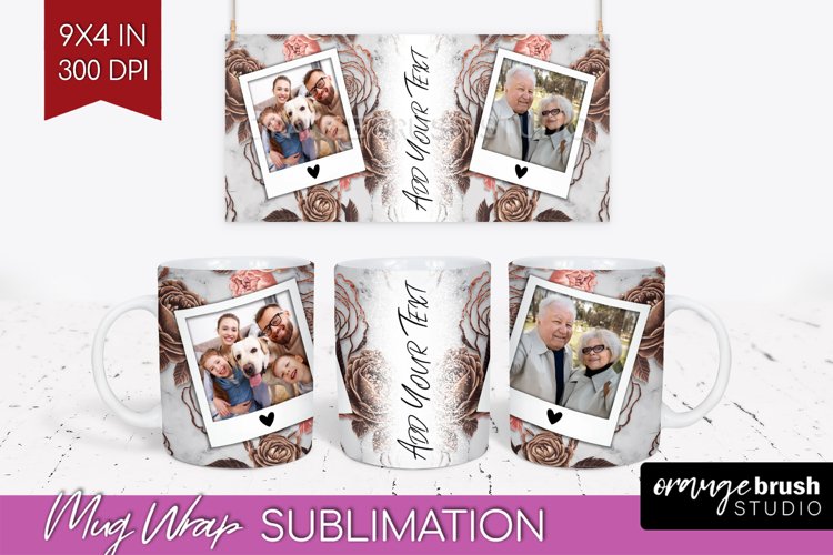 Rose Photo Mug Wrap PNG - Floral Picture Frame Mug
