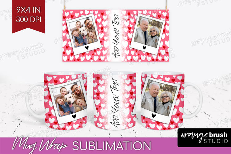 Heart Pattern Photo Mug Wrap PNG - Valentines Day Picture