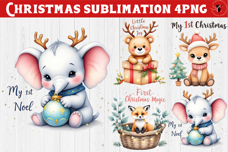 My first Christmas | Cute Christmas animal sublimation