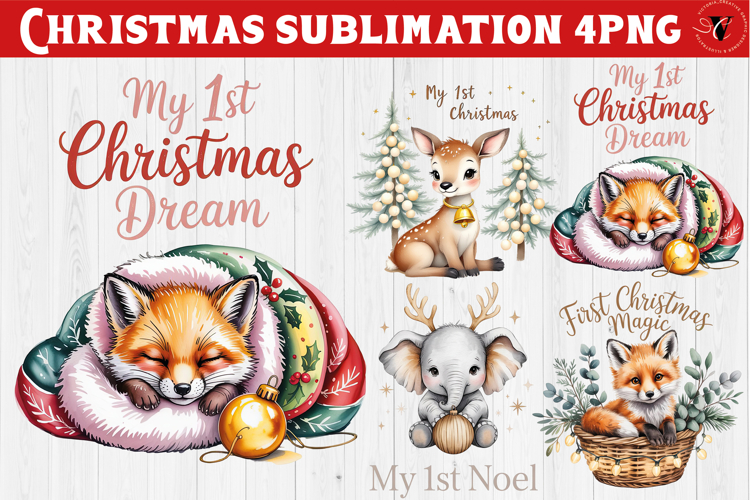 My first Christmas | Cute Christmas animal sublimation
