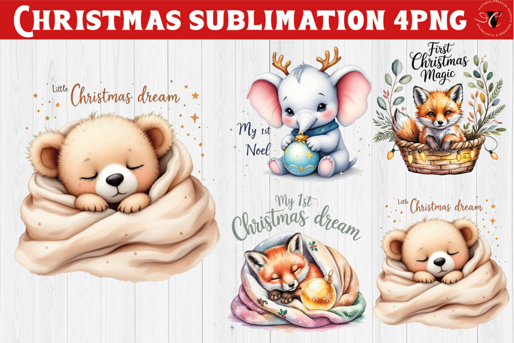 My first Christmas | Cute Christmas animal sublimation