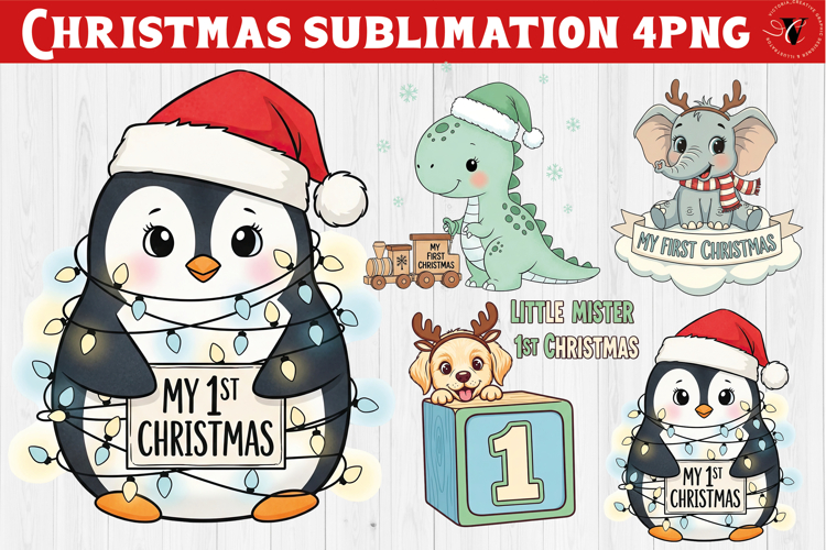 My first Christmas | Cute Christmas animal sublimation