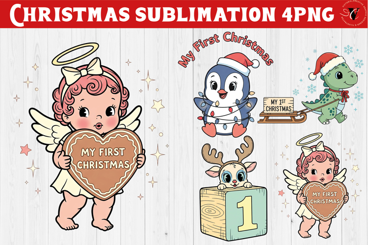 My first Christmas | Cute Christmas animal sublimation