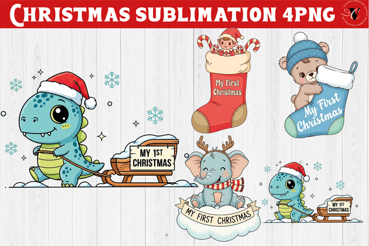 My first Christmas | Cute Christmas animal sublimation