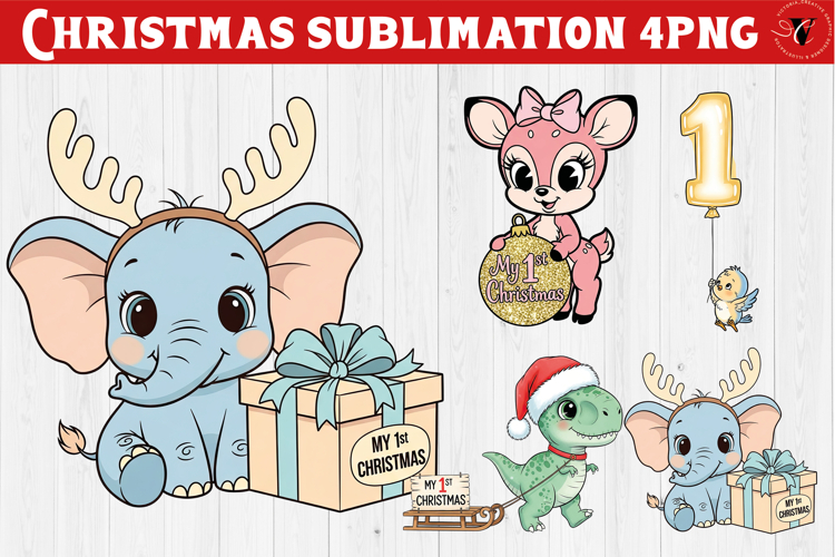 My first Christmas | Cute Christmas animal sublimation