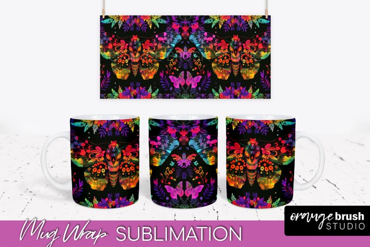 Neon Halloween Mug Wrap - Spooky Mug Sublimation Designs