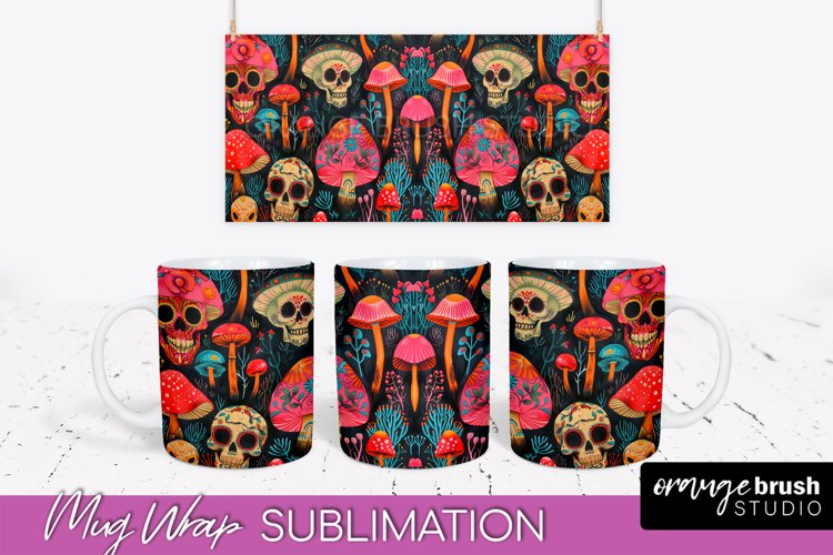 Neon Halloween Mug Wrap - Spooky Mug Sublimation Designs