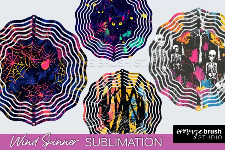 Neon Halloween Wind Spinner, Spooky Wind Spinner Sublimation