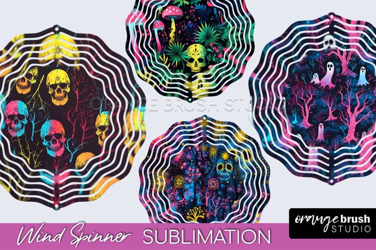 Neon Halloween Wind Spinner, Spooky Wind Spinner Sublimation example image 1