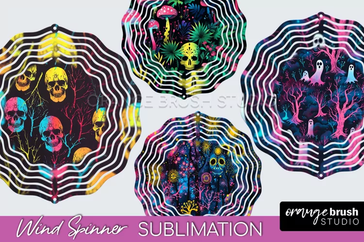 Neon Halloween Wind Spinner, Spooky Wind Spinner Sublimation