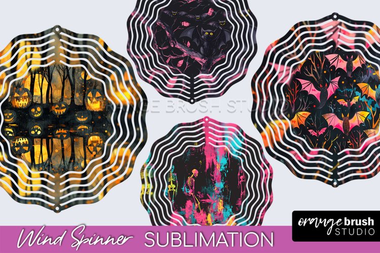 Neon Halloween Wind Spinner, Spooky Wind Spinner Sublimation example image 1