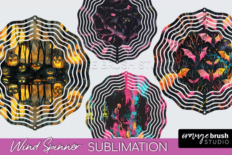 Neon Halloween Wind Spinner, Spooky Wind Spinner Sublimation