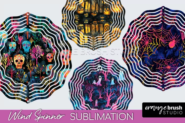 Neon Halloween Wind Spinner, Spooky Wind Spinner Sublimation