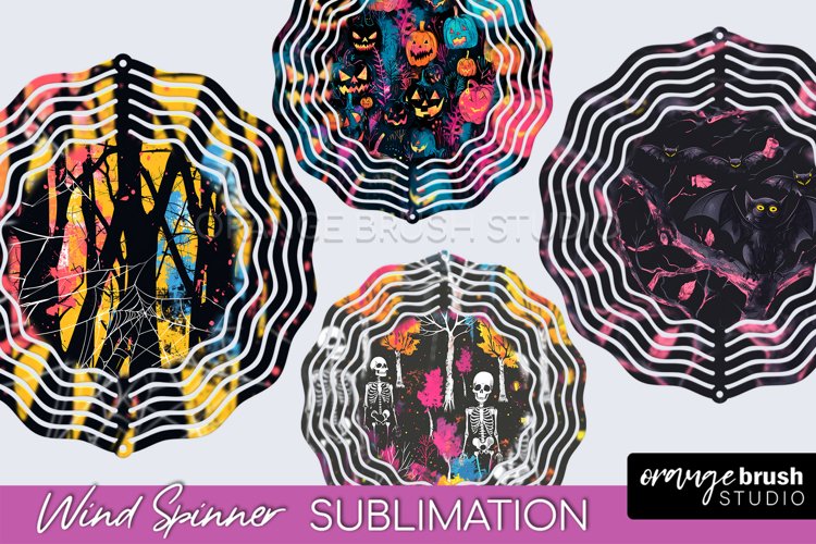 Neon Halloween Wind Spinner, Spooky Wind Spinner Sublimation example image 1