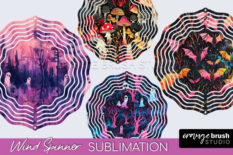 Neon Halloween Wind Spinner, Spooky Wind Spinner Sublimation example image 1