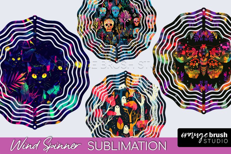 Neon Halloween Wind Spinner, Spooky Wind Spinner Sublimation example image 1