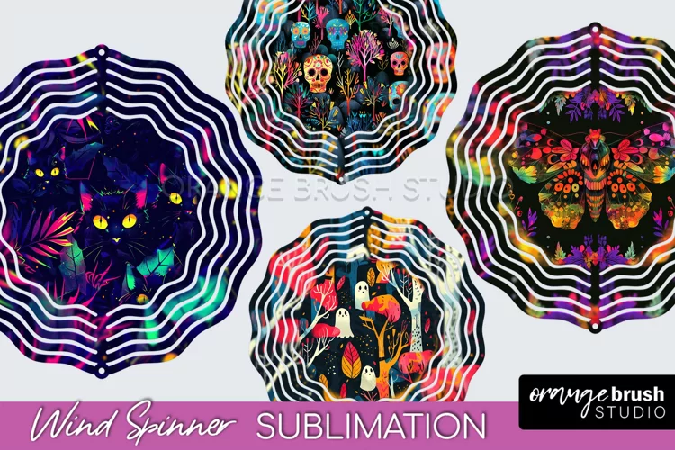 Neon Halloween Wind Spinner, Spooky Wind Spinner Sublimation