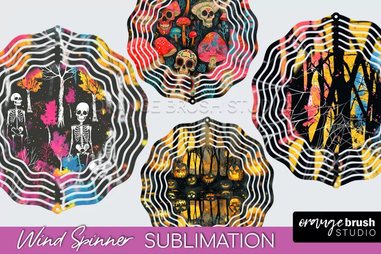 Neon Halloween Wind Spinner, Spooky Wind Spinner Sublimation